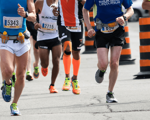 a group of runners participating in a marathon